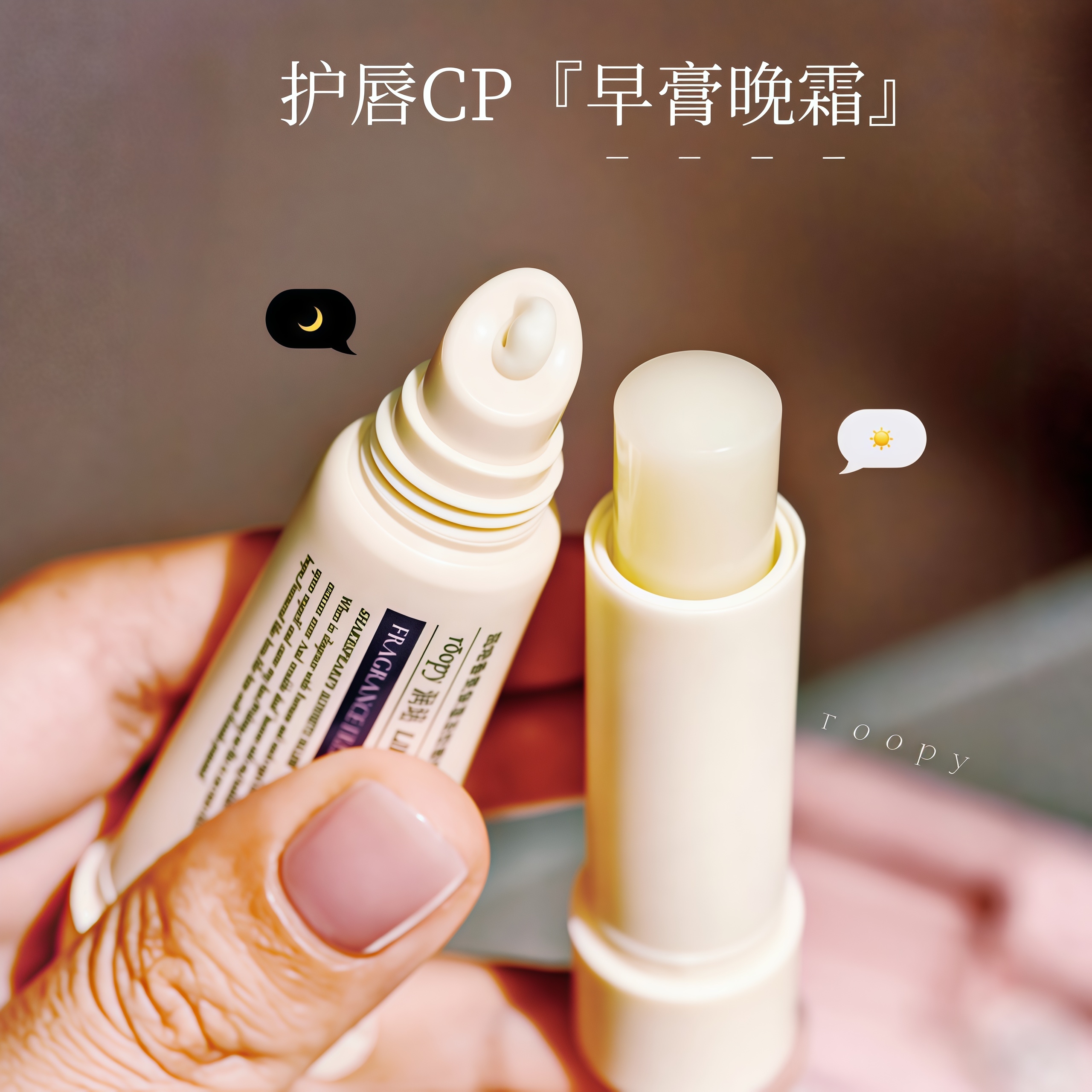 roopy润培润唇膏草莓唇霜保湿滋润补水防干裂护唇膏淡化唇纹学生