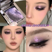 危险又迷人 烟熏紫色变色龙单色眼影盘爆闪珠光亮晶晶银绿蓝色女