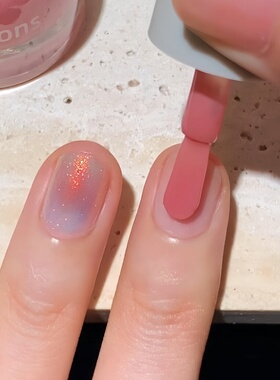 粉色腮红叠涂美甲！twomoons指甲油女新款免烤速干安全无毒可撕脚