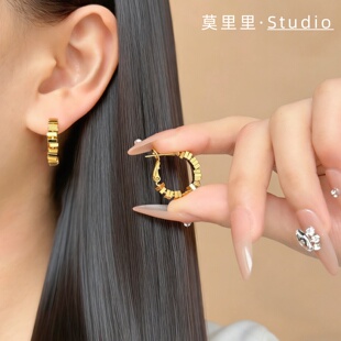 气质耳钉小巧简约通勤ins风耳坠女饰品 莫里里几何风少女小众个性