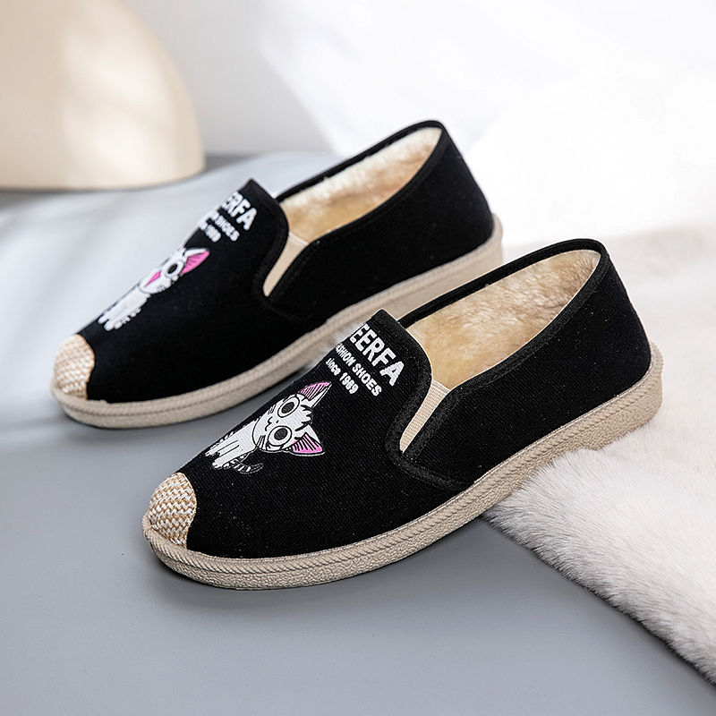 冬季加绒低帮帆布鞋女2024冬季款学生保暖二棉鞋百搭学生棉鞋