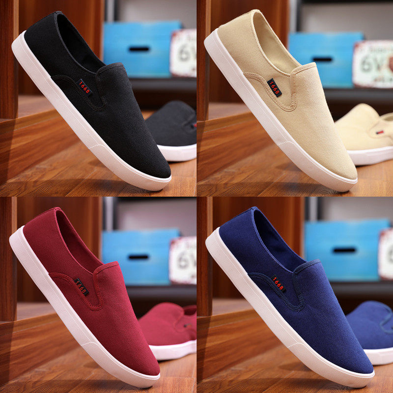 透气男鞋帆布鞋春季男士韩版潮流休闲鞋懒人鞋运动板鞋一脚蹬鞋子,流行男鞋,帆布鞋,淘宝优惠券,粉丝福利购,淘宝优惠卷