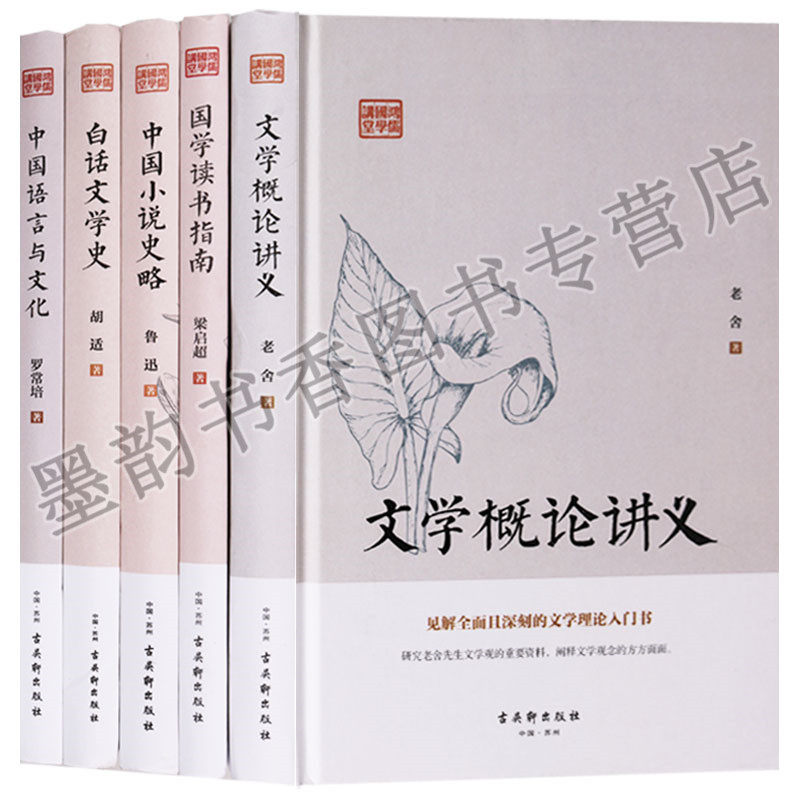 正版 鸿儒国学讲堂丛书(共5册)白话文学史 中国语言与文化 文学概论讲义 国学读书指南 中国小说史略 古吴轩出版社