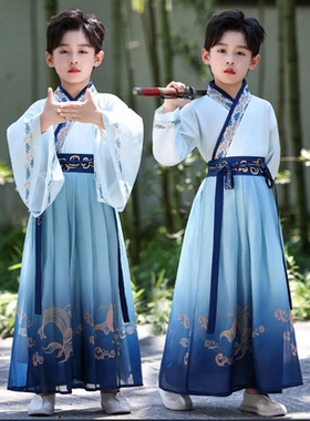 男童汉服古风古装2026新款春秋儿童国学演出服中国风帅气侠客唐装