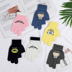 儿童卡通手套冬季 12岁男女中小学生露两指写字加厚保暖防寒 可爱6