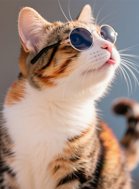 金框灰片猫咪复古风圆形遮阳配饰