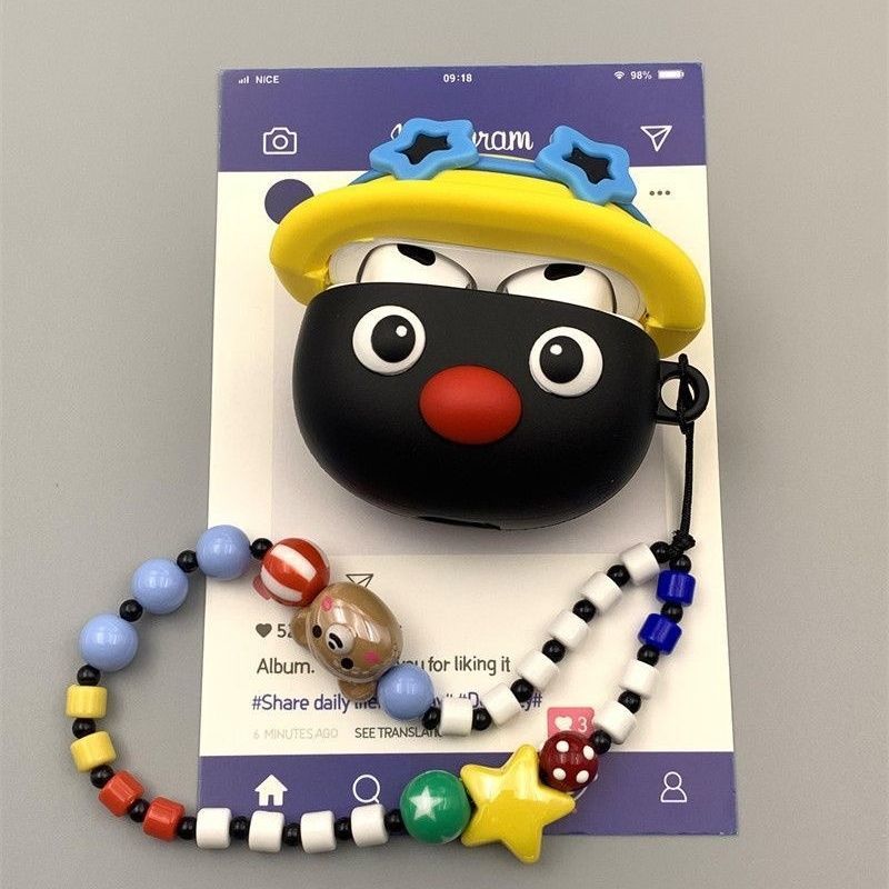 华强北七代/Air7/Air4/Air6黄帽企鹅卡通五代六代适用于1/2代3代4代蓝牙耳机壳保护套Pro7黄帽