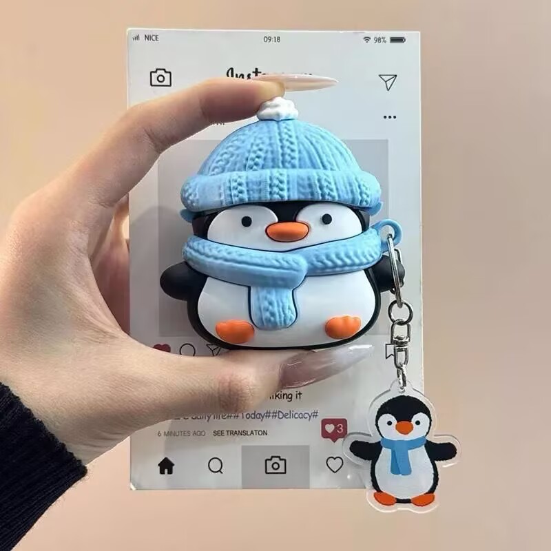 适用华强北七代/Air7/Air4/Air6代立体企鹅KT49*46AirPodspro/Pro2耳机保护套AirPods新1/2/4代3耳机壳