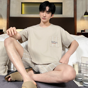 2026年新款夏季睡衣男款休闲大码短袖短裤可外穿纯棉家居服套装