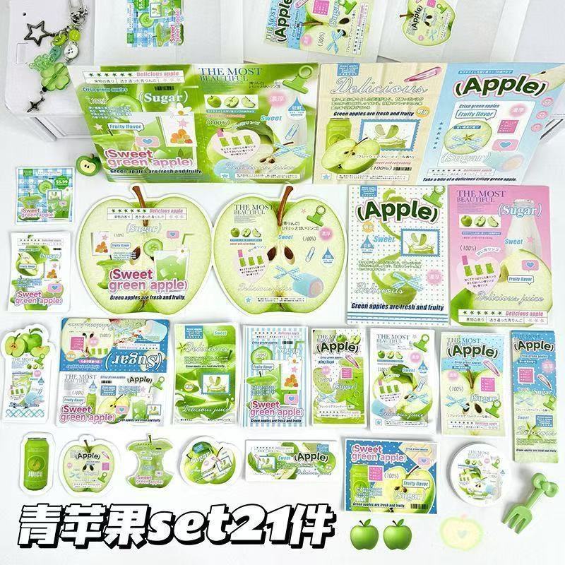 青苹果全套覆膜文创set追星出卡打包材料套装平价贴纸卡片高颜值图片