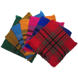 网红拍照同款抖音农村村姑妇女下地干活毛线方围巾中老年复古格子