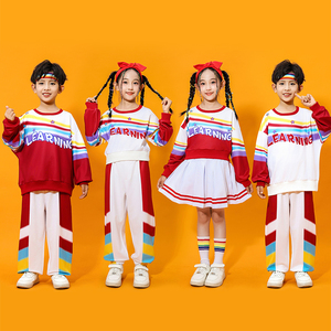 小学生运动会服中国风红色喜庆开幕式方阵班服儿童啦啦队演出服秋