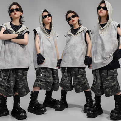 儿童街舞潮服男童嘻哈酷帅套装女孩爵士宽松少儿hiphop穿搭演出服
