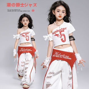 儿童爵士舞服装女童甜酷风练功服裤子短袖套装少儿jazz表演出潮服
