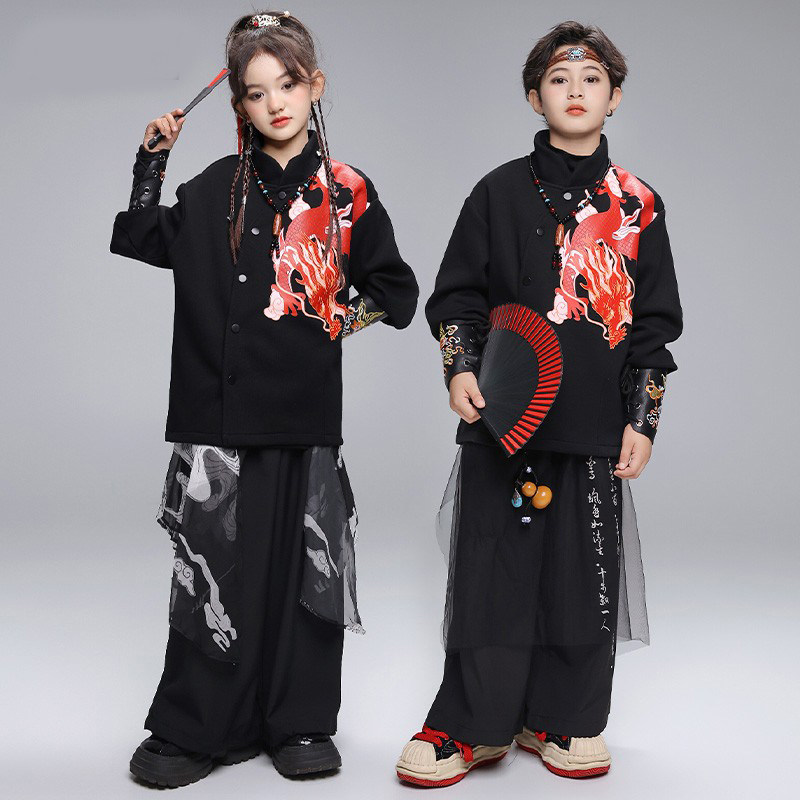 街舞儿童潮服新款表演出服男童hiphop童装少儿嘻哈中国风潮牌套装