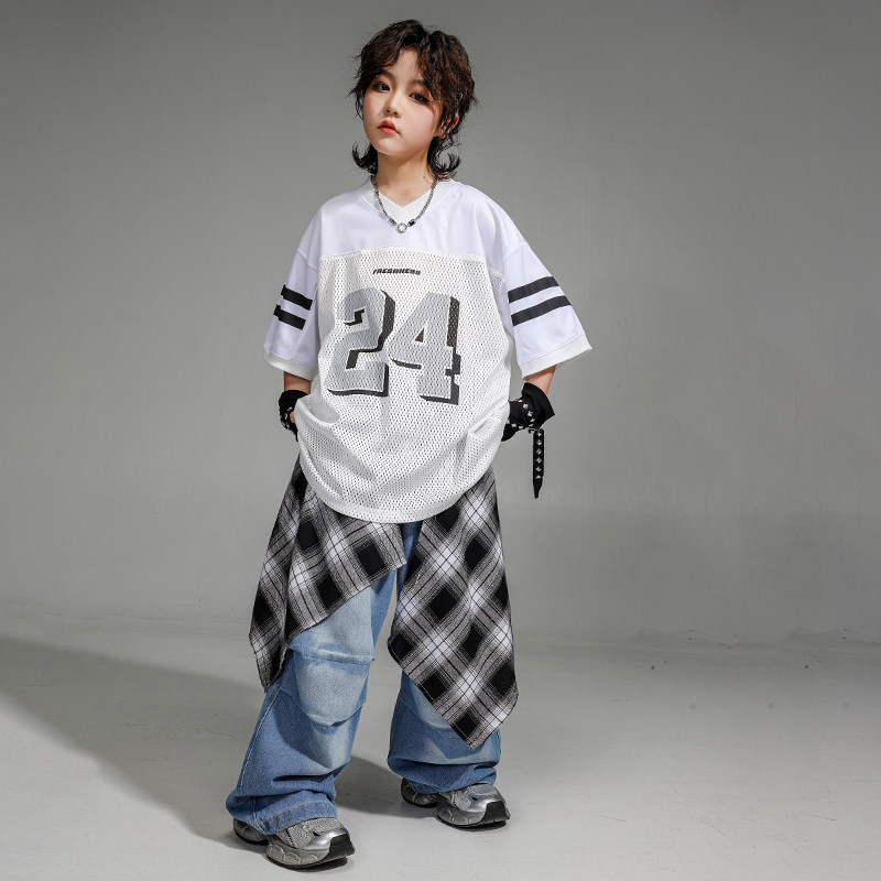 hiphop街舞童装短袖跳舞宽松裤子套装男童六一演出服街舞儿童潮服