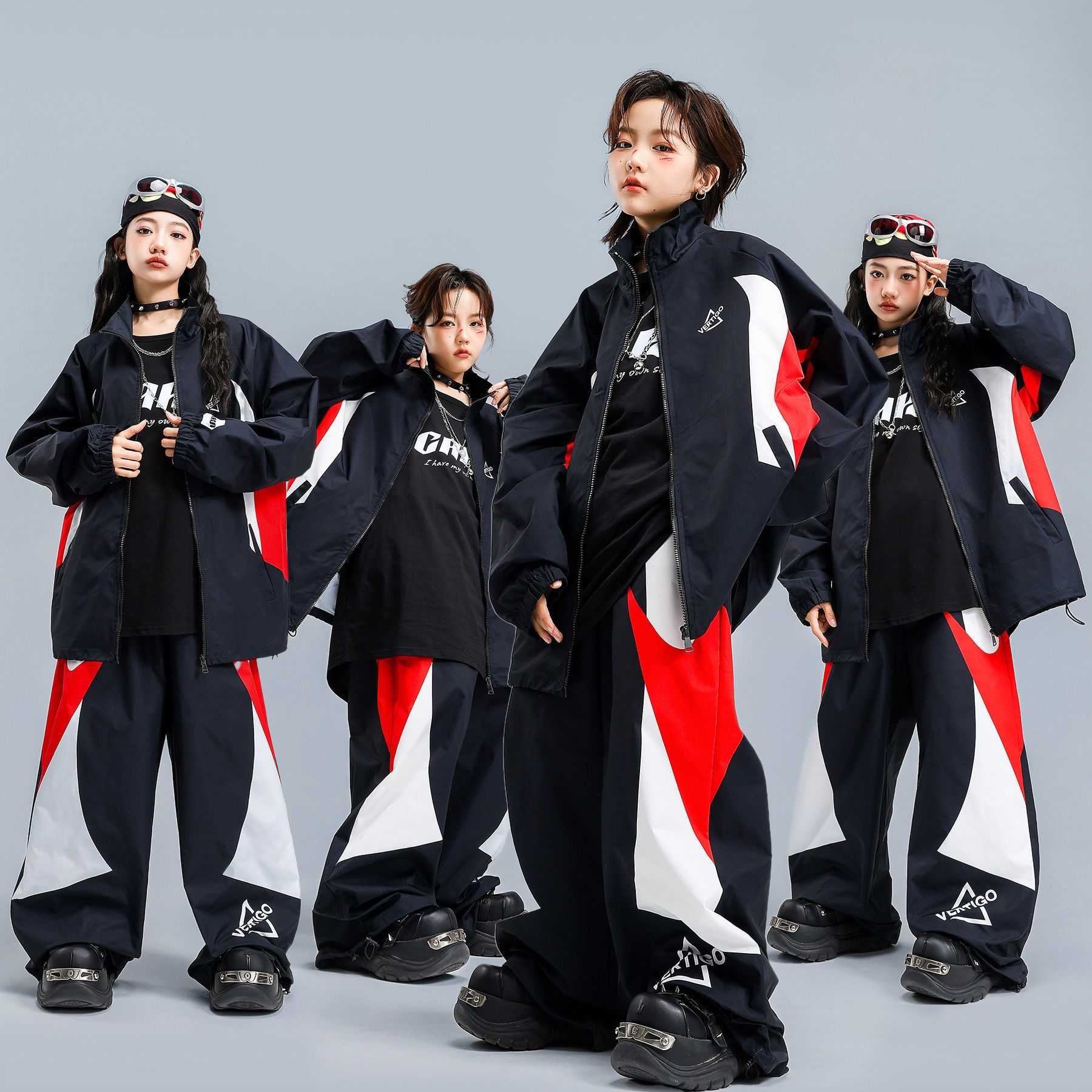 街舞儿童潮服风衣外套装少儿嘻哈男女童潮牌学生运动冲锋衣演出服