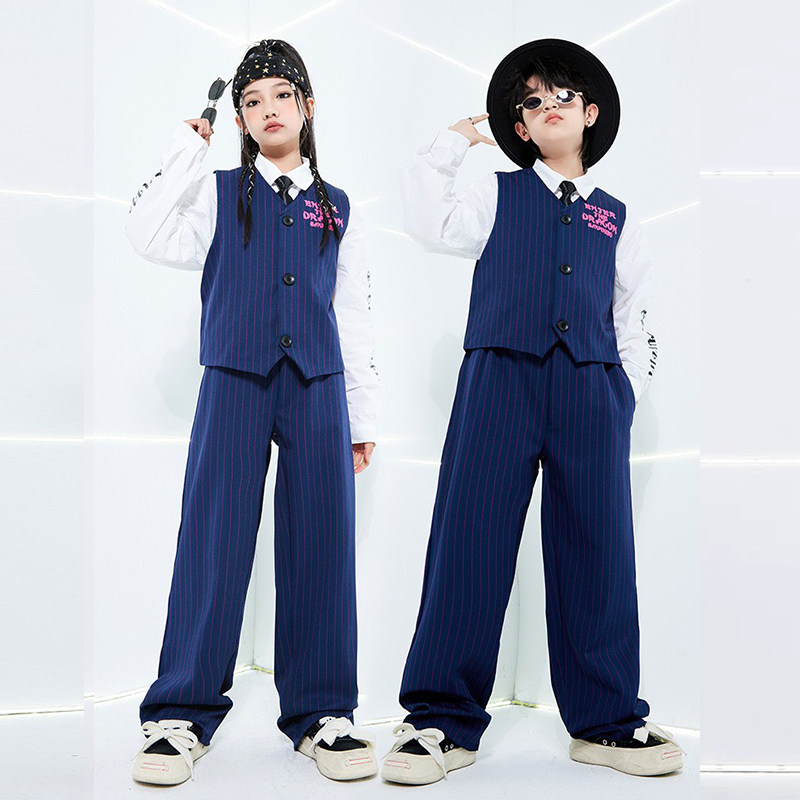 男童嘻哈街舞加绒马甲套装演出服