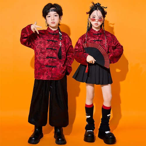 街舞儿童潮服元旦少儿武术嘻哈潮酷时髦男女童中国风套装演出服新