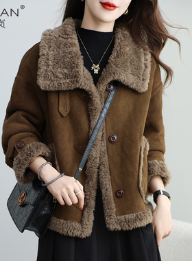甜酷冬新短款两面穿羊羔毛皮毛一体羊剪绒女小个子加厚皮草外套