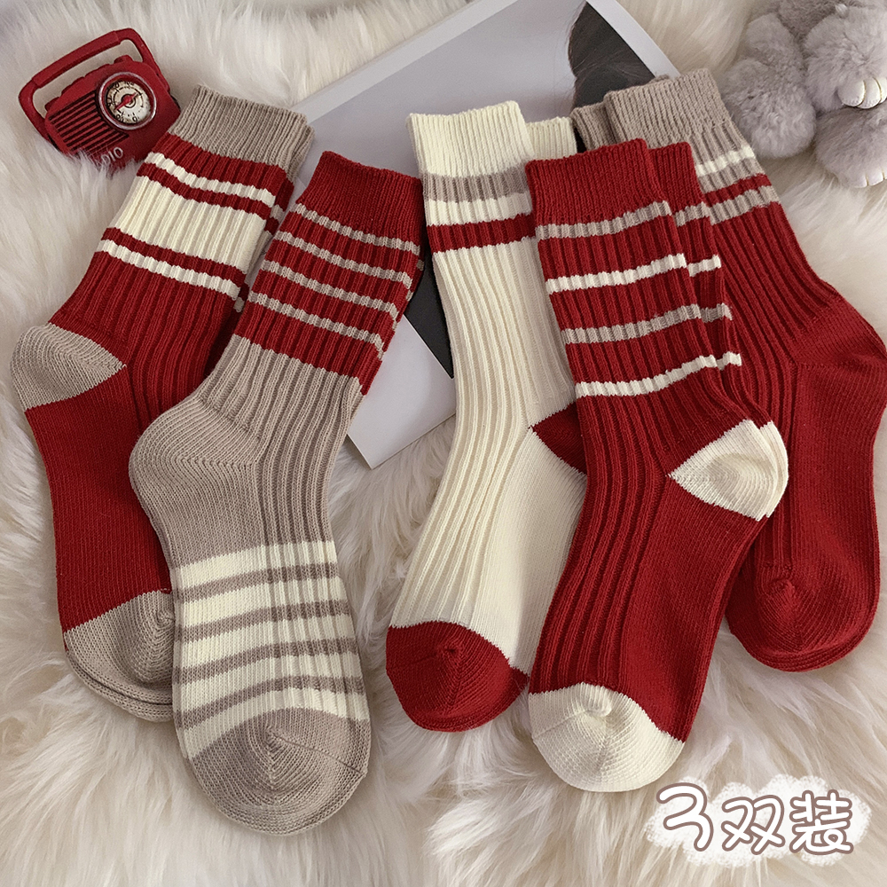 纯棉粗线秋冬款运动女袜