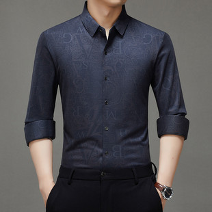 爸爸春夏装上衣长袖衬衫男士中年休闲衬衣薄款中老年人男装春秋款