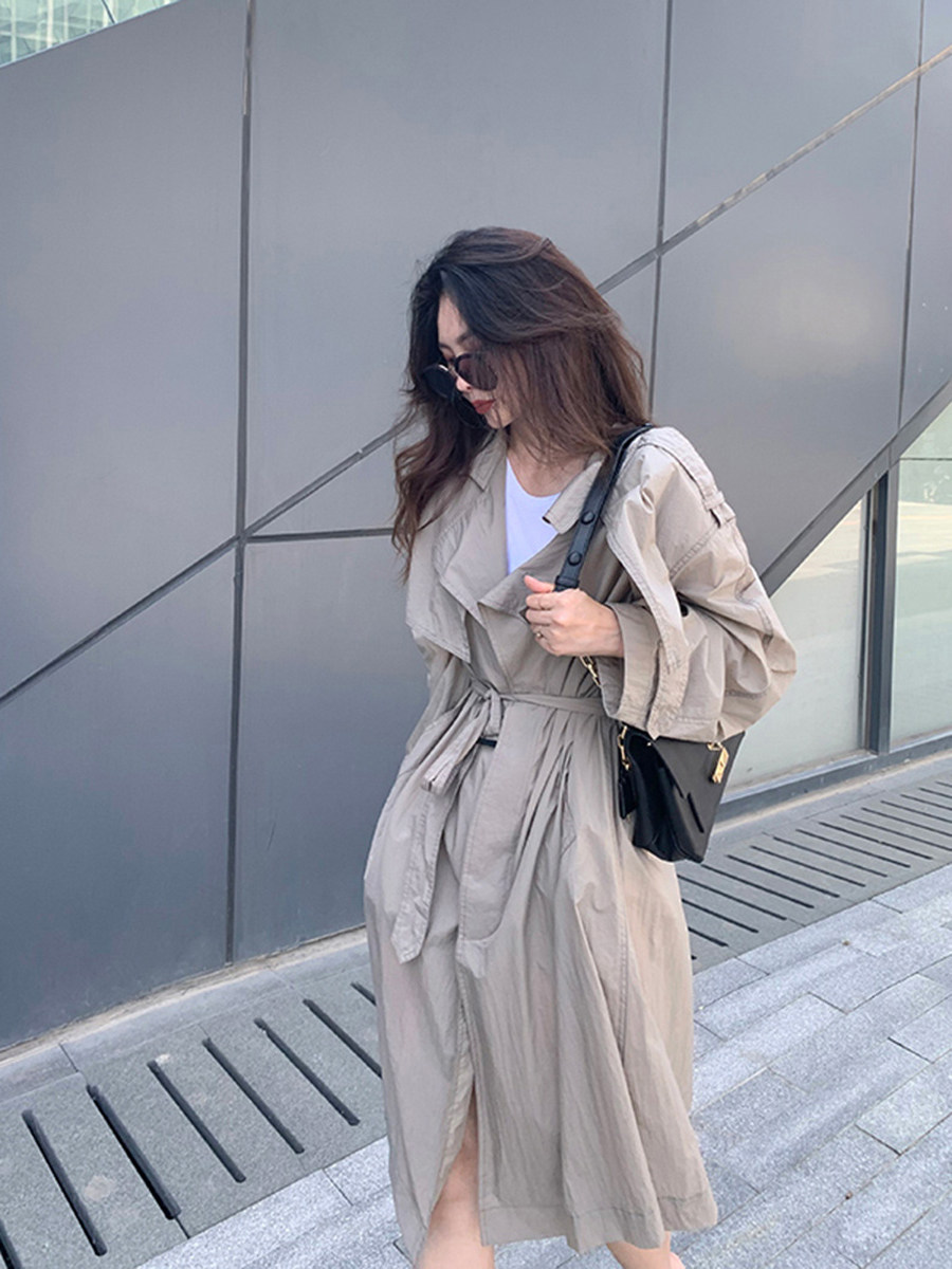 春季薄款咖色风衣时尚气质韩版小赫本风中长款外套女气质高端大气