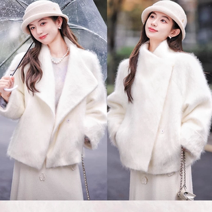 毛呢外套【凤毛麟角】绵羊毛+山羊绒 皮草质感拉毛蒙马特翻领短款