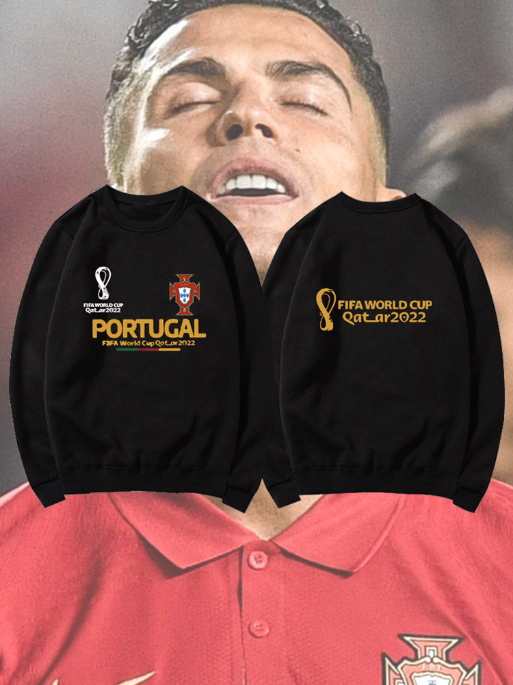 秋冬薄款冬季加绒世界杯葡萄牙C罗学生足球运动训练服圆领卫衣服