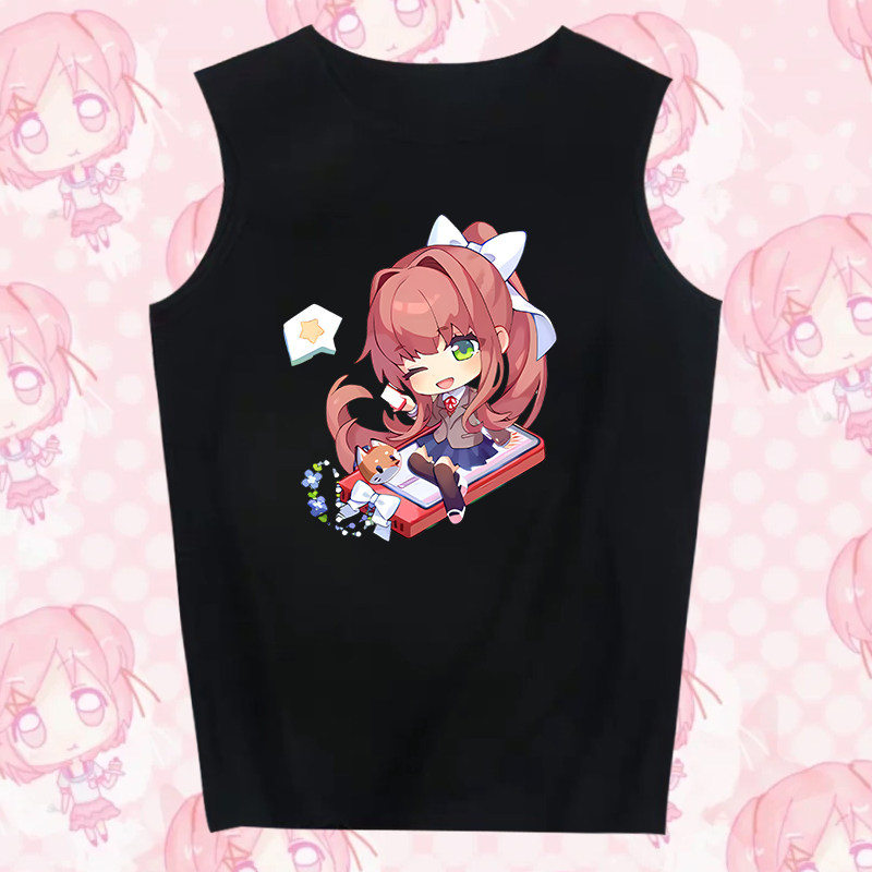 DokiDoki心跳文学部steamQ版印花背心男女宽松纯棉无袖上衣T夏季