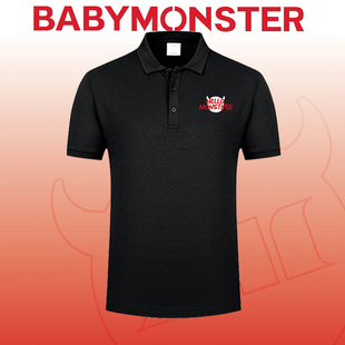 2025BABYMONSTER首尔演唱会HELLO MONSTER周边同款印花polo杉短袖