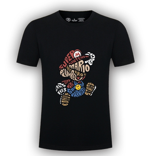 早秋ins欧美潮牌超级玛丽宽松半袖百搭情侣男女印花T恤衫半袖上衣