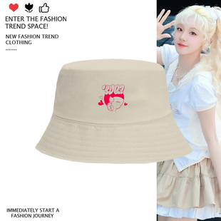 GIDLE宋雨琦专辑YUQ1周边印花渔夫帽Minnie应援同款 纯棉遮阳盆帽