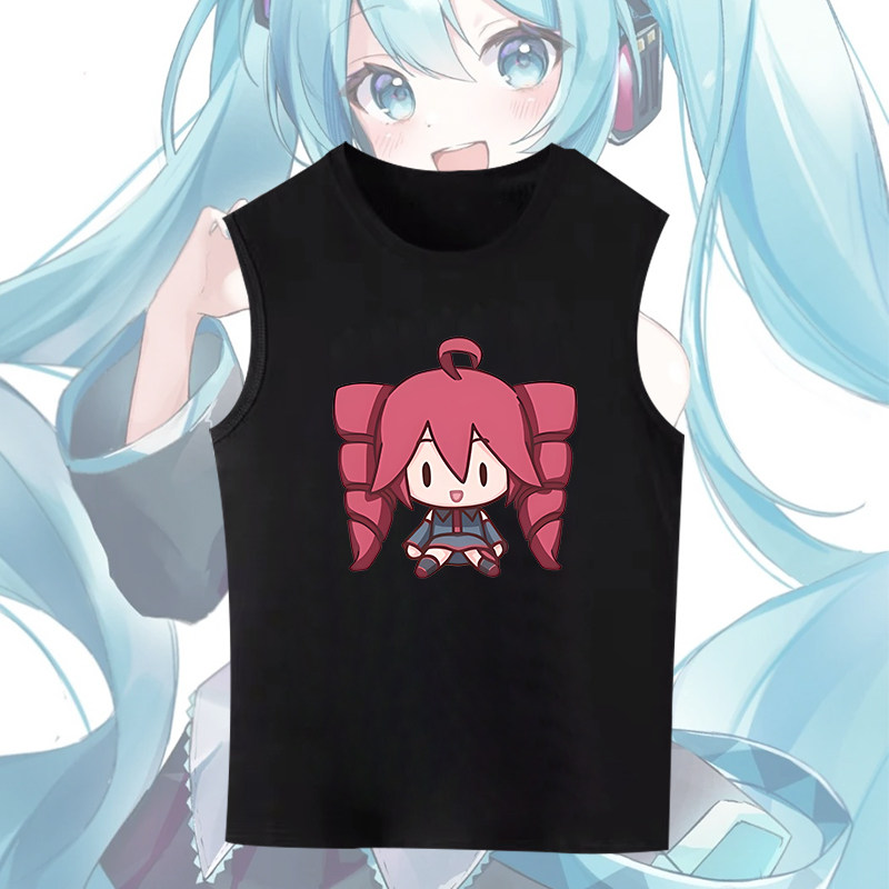 动漫Q版初音联名未来重音Teto卡通二次元印花无袖T恤纯棉男女背心