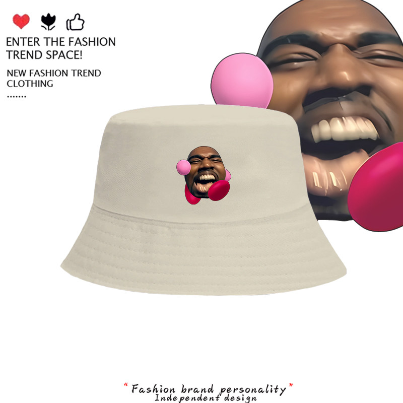 Kanye West侃爷星之卡比嘻哈说唱恶搞美式印花渔夫帽男女遮阳盆帽