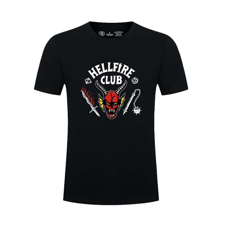 怪奇物语HellFire Club地狱火俱乐部美剧周边印花短袖宽松T恤上衣