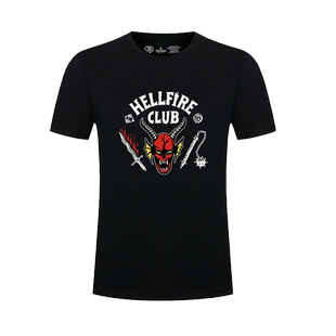 怪奇物语HellFire Club地狱火俱乐部美剧周边印花短袖宽松T恤上衣