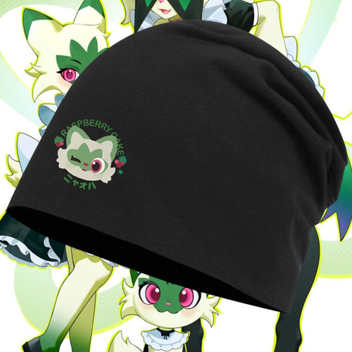 新叶喵宝可梦神奇宝贝印花包头帽