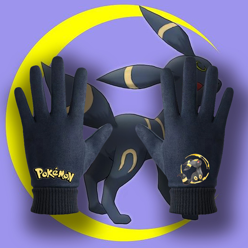 月亮伊布精灵宝可梦联名游戏周边男女学生秋冬分指触屏防寒风手套