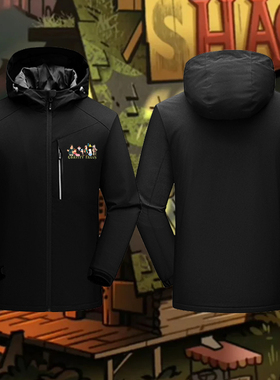 怪诞小镇Gravity Falls周边连帽冲锋衣男女情侣衣服潮流夹克情侣