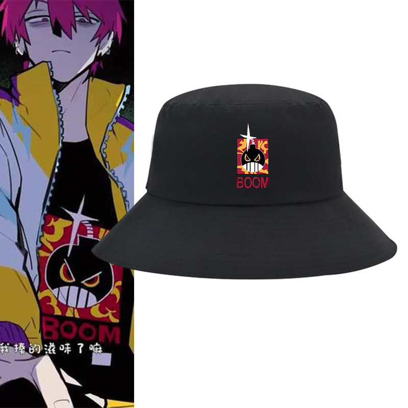 硬核一中T漫画戎星野戎朕也科小嵬汲萌萌同款印花渔夫帽遮阳盆帽