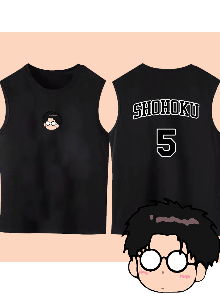 日系动漫樱木花道背心10号码款流川枫灌篮高手纪念篮球无袖t恤衫