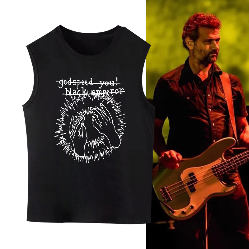 Godspeed You! Black Empero黑帝后摇滚印花背心男女宽松纯棉无袖