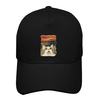 美式印花呐喊油画风柴犬狗头橘猫表情包印花纯棉棒球帽遮阳鸭舌帽