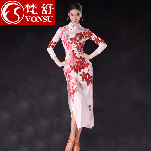 梵舒拉丁舞服装新款旗袍套装