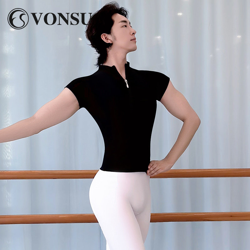 vonsu梵舒男士芭蕾舞上衣短袖T恤紧身舞蹈练功上衣成人专业训练服,运动/瑜伽/健身/球迷用品,芭蕾舞服,淘宝优惠券,粉丝福利购,淘宝优惠卷