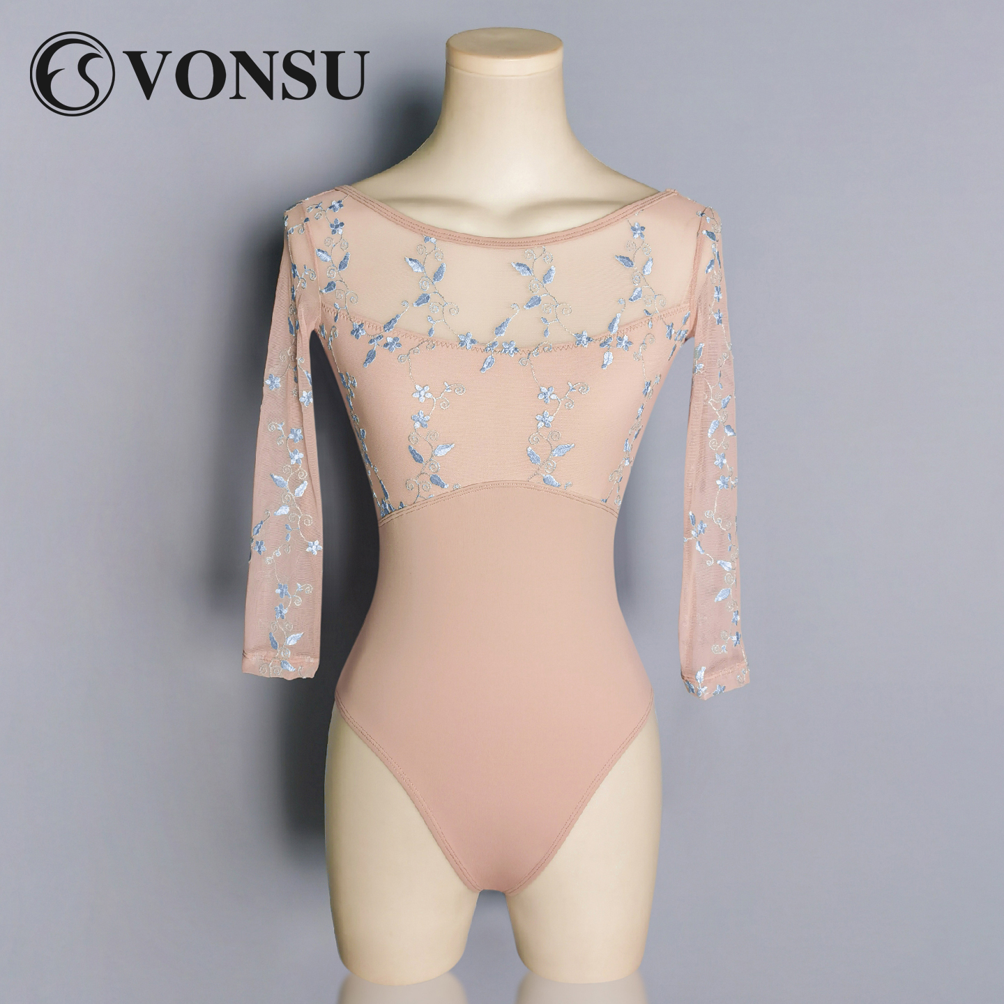 vonsu梵舒新品芭蕾舞服圆领刺绣
