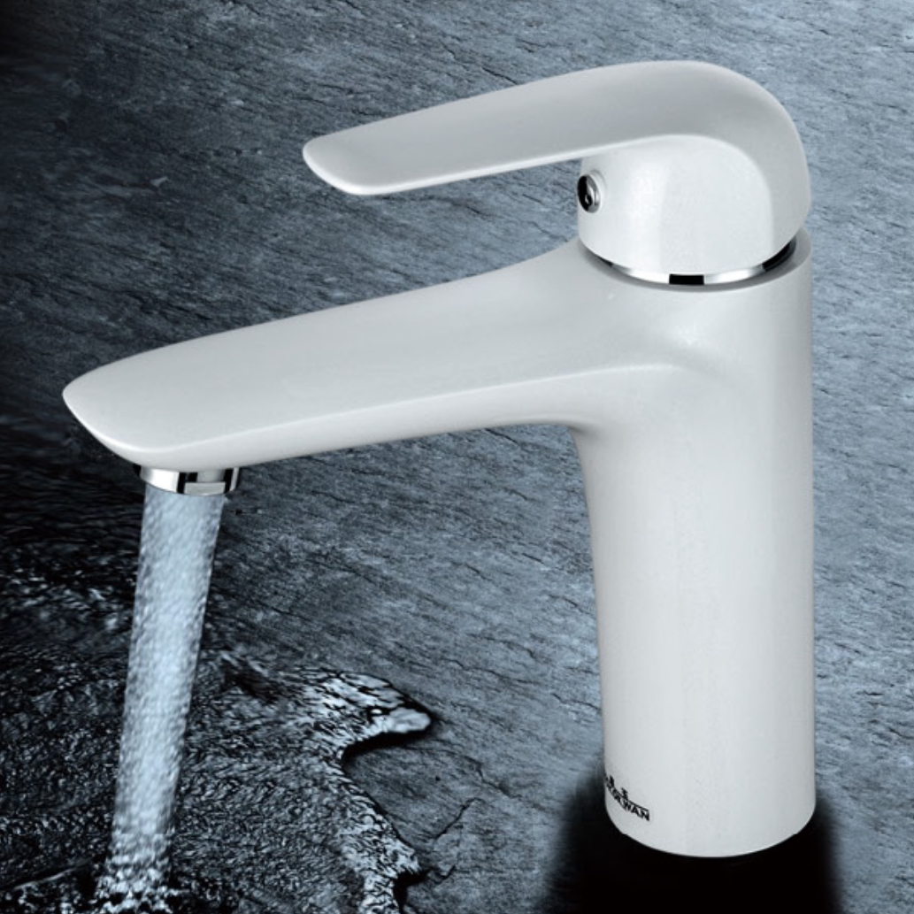 水龙头白色单孔面盆陶瓷