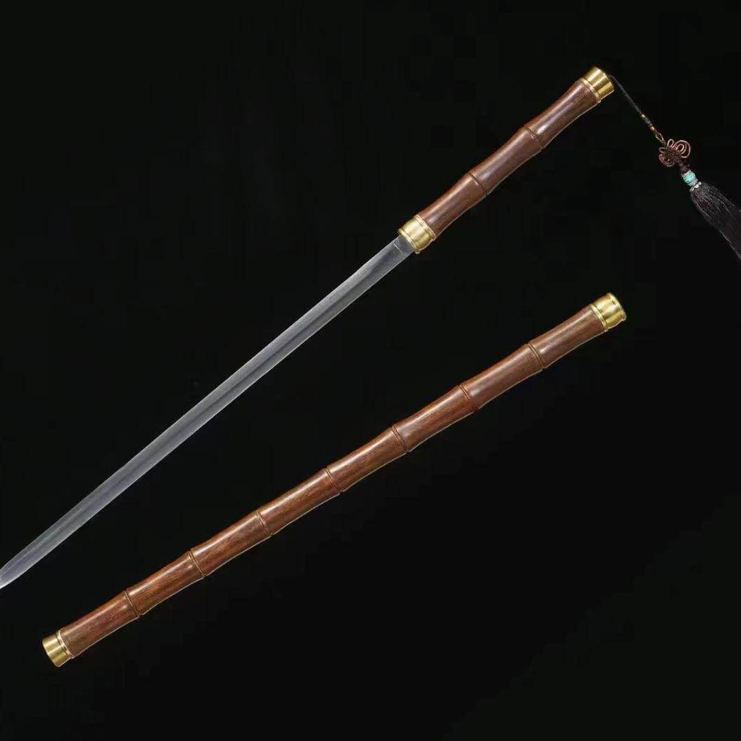 正品龙泉剑天竺剑竹子剑纯手工古风户外练习一体锻打高锰钢未开刃