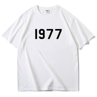 高街t恤男短袖1977美式高街白色春夏款打底衫小众重磅ins潮牌上衣